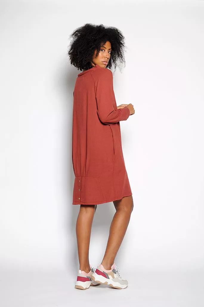 Robe col montant bourgogne – vue 2