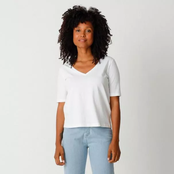 T-shirt col V HAMALAU-GOTS blanc – vue 2
