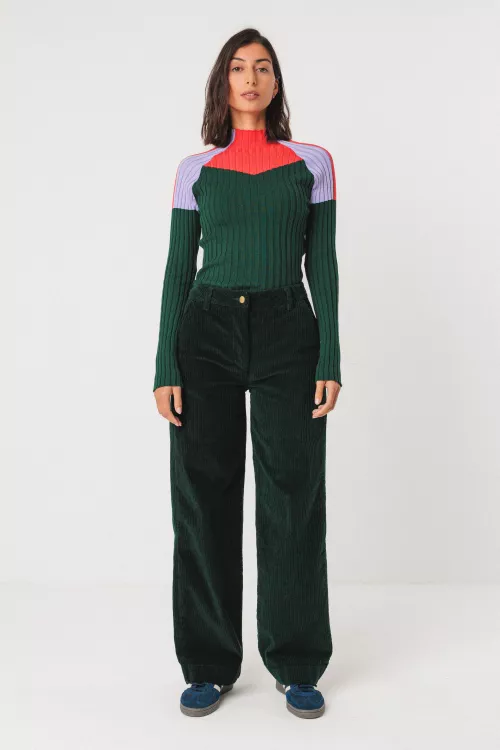 Pantalon LEARTZA velours vert foncé