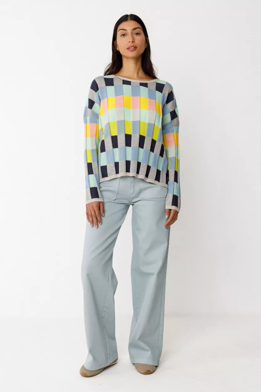 Pull BITA-GOTS multicolore marine – vue 2