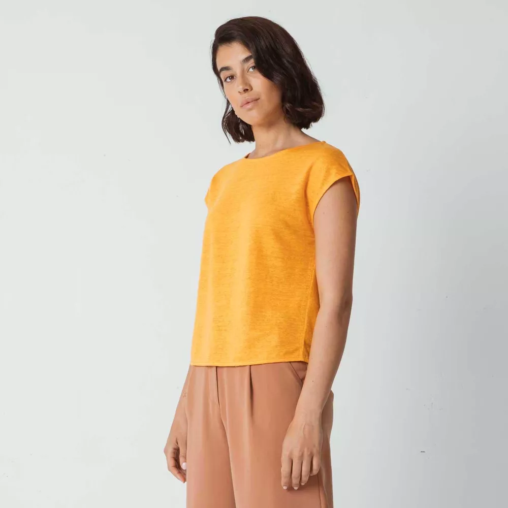 T-shirt lin GARAITZA orange – vue 3