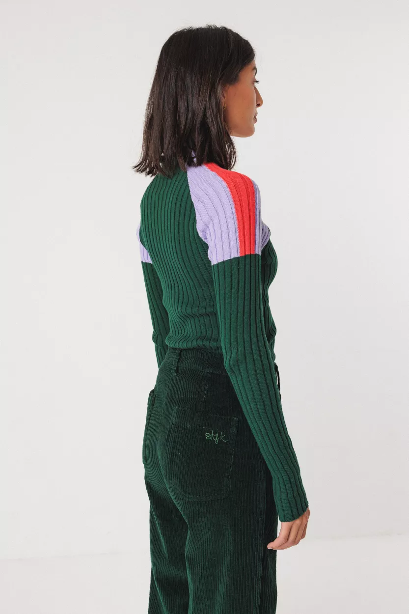 Pantalon LEARTZA velours vert foncé – vue 4