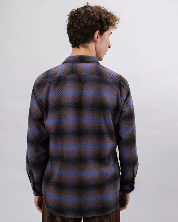 Surchemise en flanelle PIXEL CHECK motif marron et bleu – vue 4