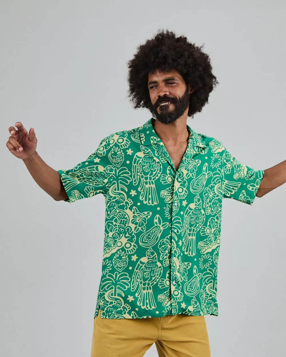 Chemise Homme Aloha ASIS PERCALES CROCODYLUS verte – vue 3