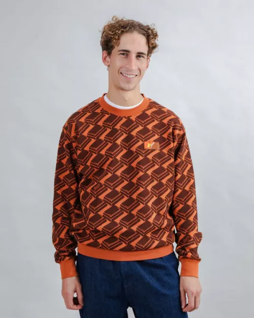 Sweatshirt motif CHOCO marron