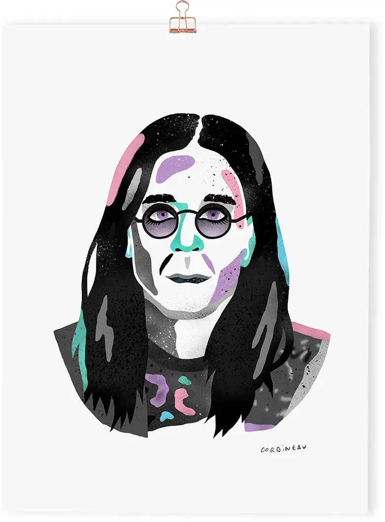 Portrait Ozzy Osbourne - BLACK SABBATH - Antoine Corbineau 30x40 cm – vue 3