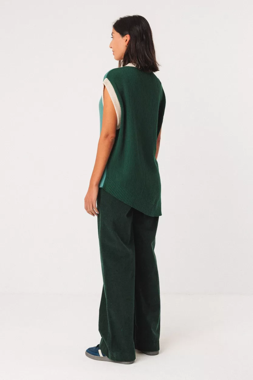 Pull sans manche NEKEA vert foncé et turquoise – vue 3