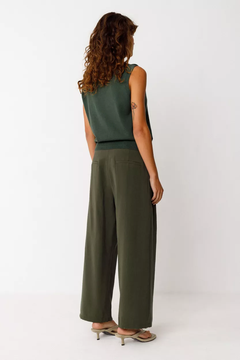 Top fine maille MAINDI-GOTS vert kaki foncé – vue 3