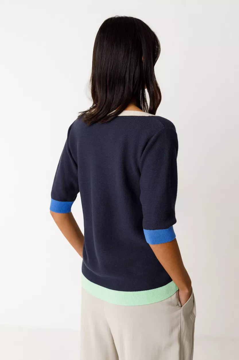 Top maille LARY-GOTS bleu marine – vue 4