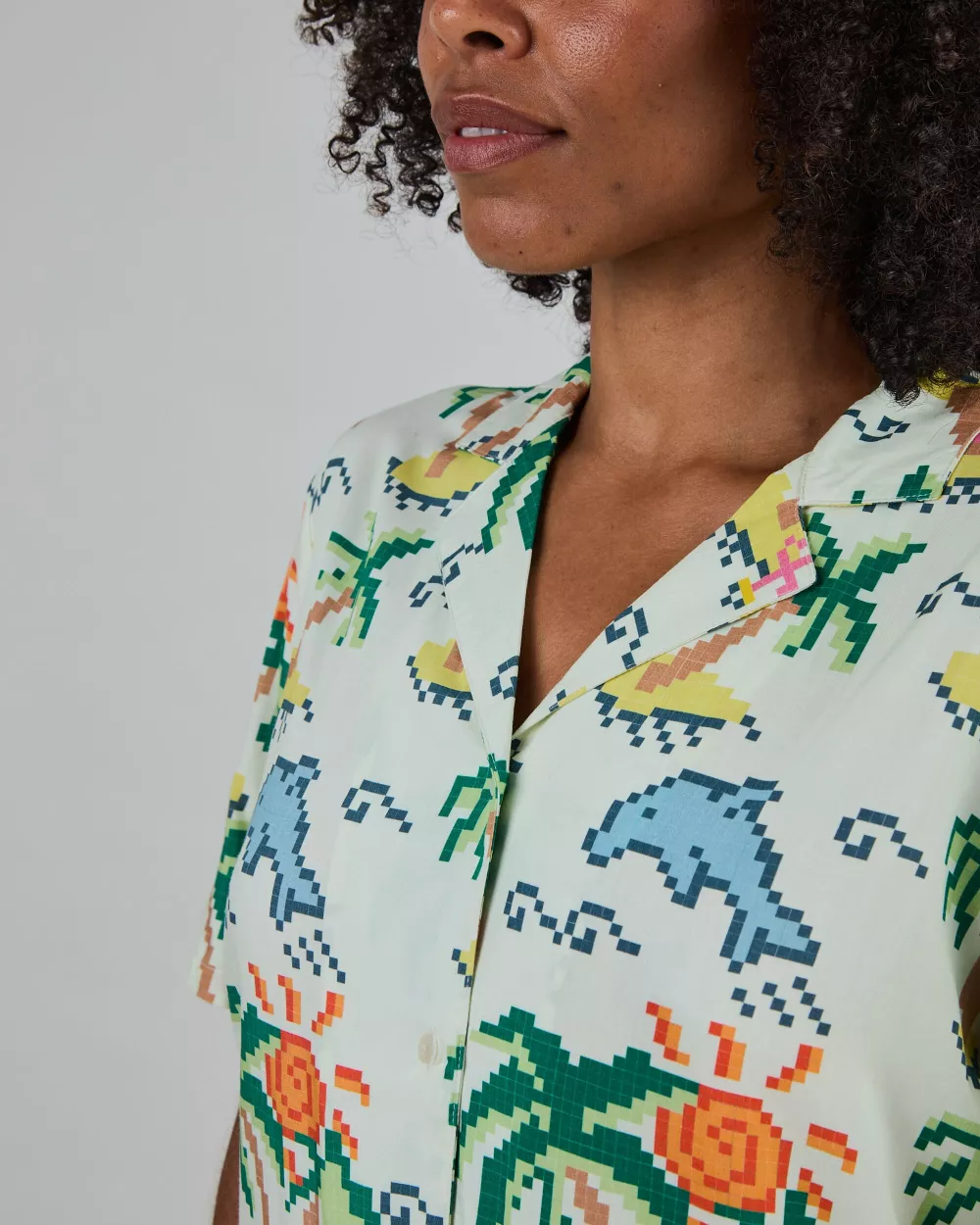 Chemise Aloha TROPICAL PIXEL écrue – vue 4