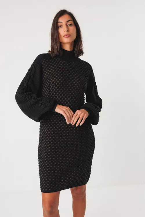 Robe pull KALIOPE noir et marron