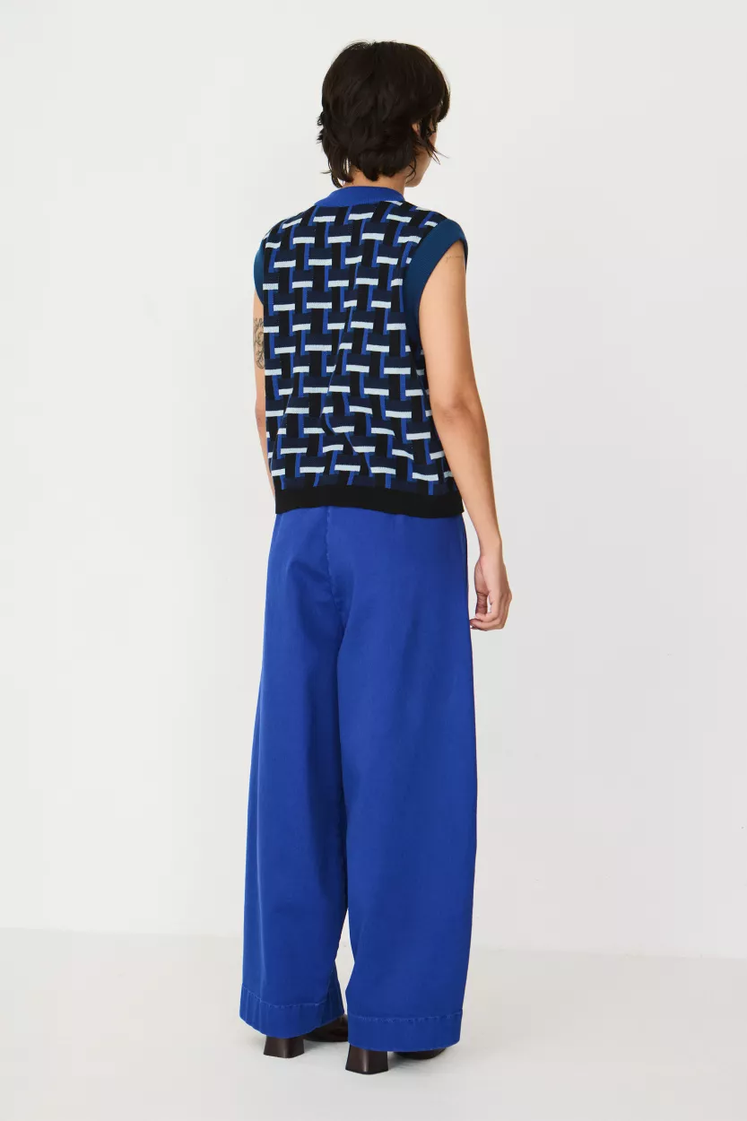 Gilet sans manche GAMITZA-GOTS motif jacquard bleu – vue 4