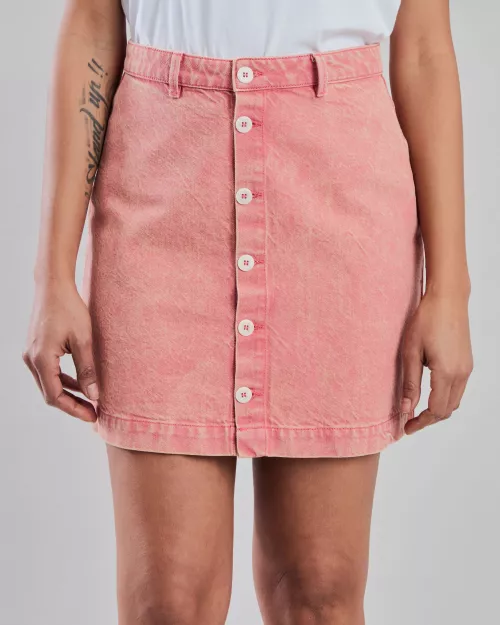 Jupe courte denim délavé rose