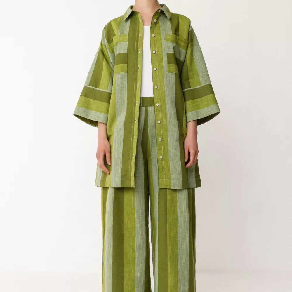 Pantalon LUR motif Stripes vert – vue 4