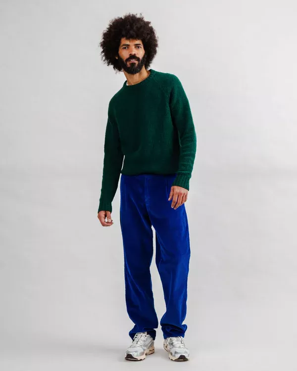 Pantalon à pinces en velours côtelé Bleu Klein – vue 3