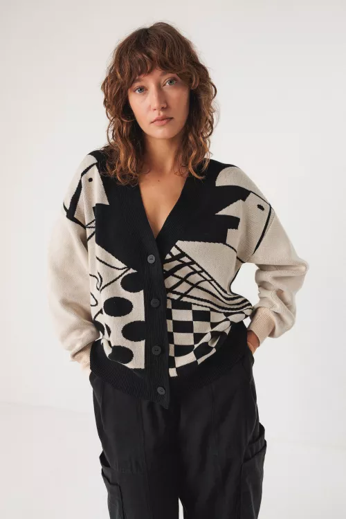 Gilet BATIRTZE motif noir et blanc