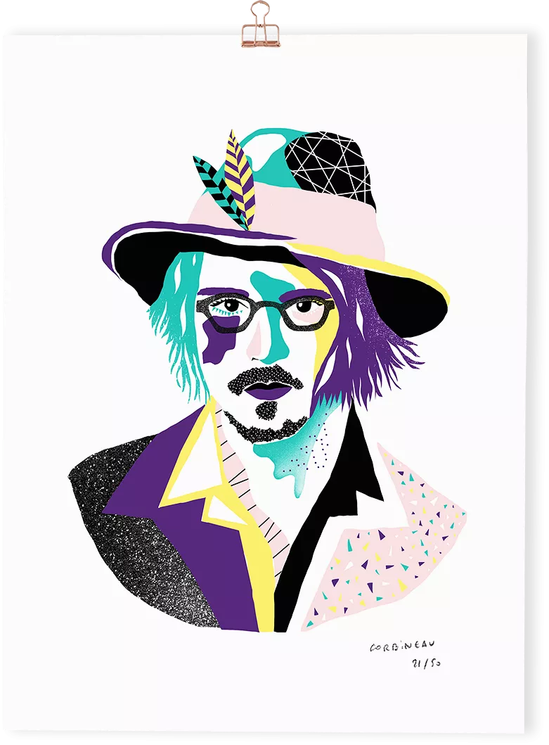 Portrait JOHNNY DEEP - Antoine Corbineau 30x40 cm – vue 3