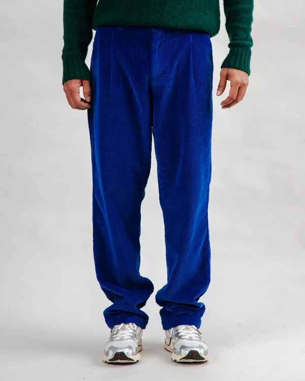 Pantalon à pinces en velours côtelé Bleu Klein – vue 6