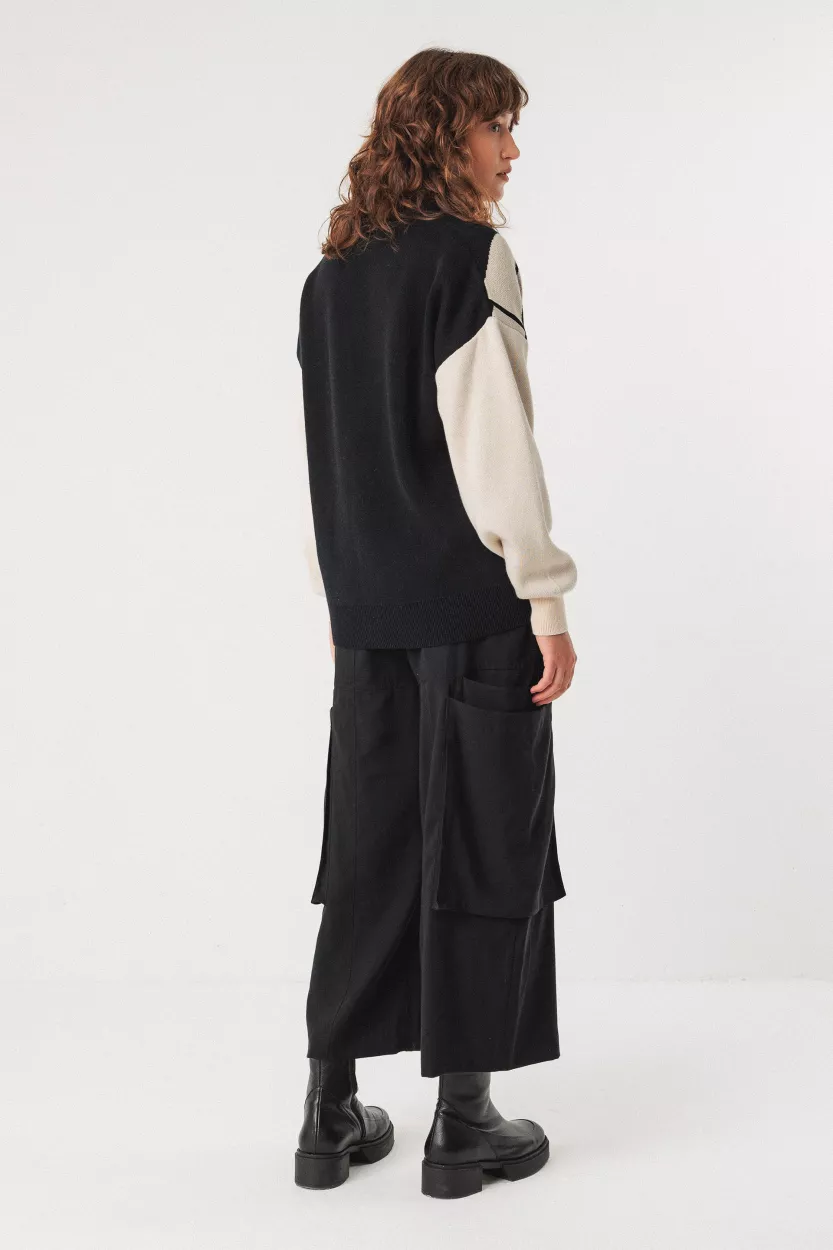 Gilet BATIRTZE motif noir et blanc – vue 3