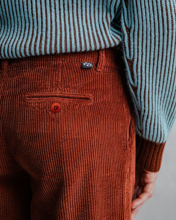 Pantalon à pinces en velours côtelé Cuivre – vue 3