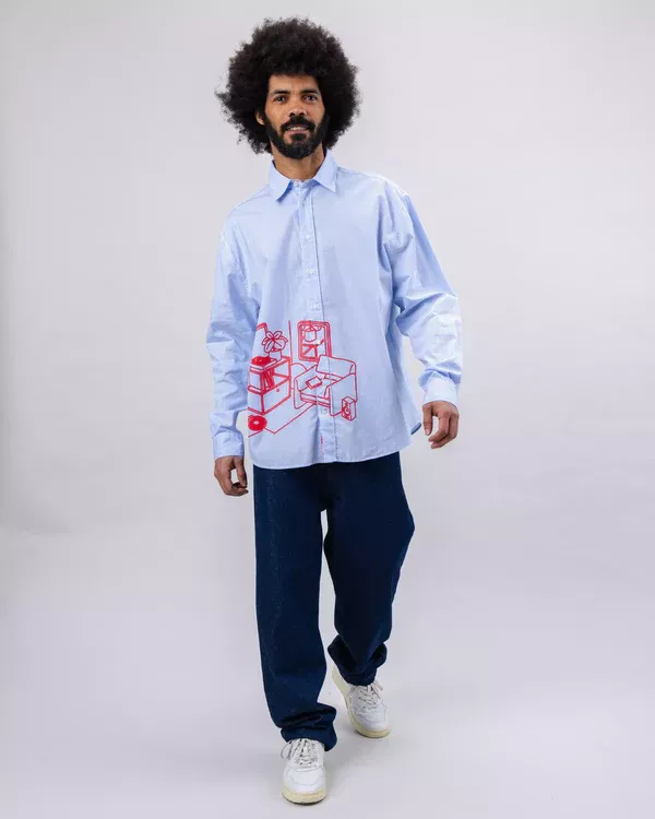 Chemise THE INDOOR SOCIETY bleu rayé – vue 2