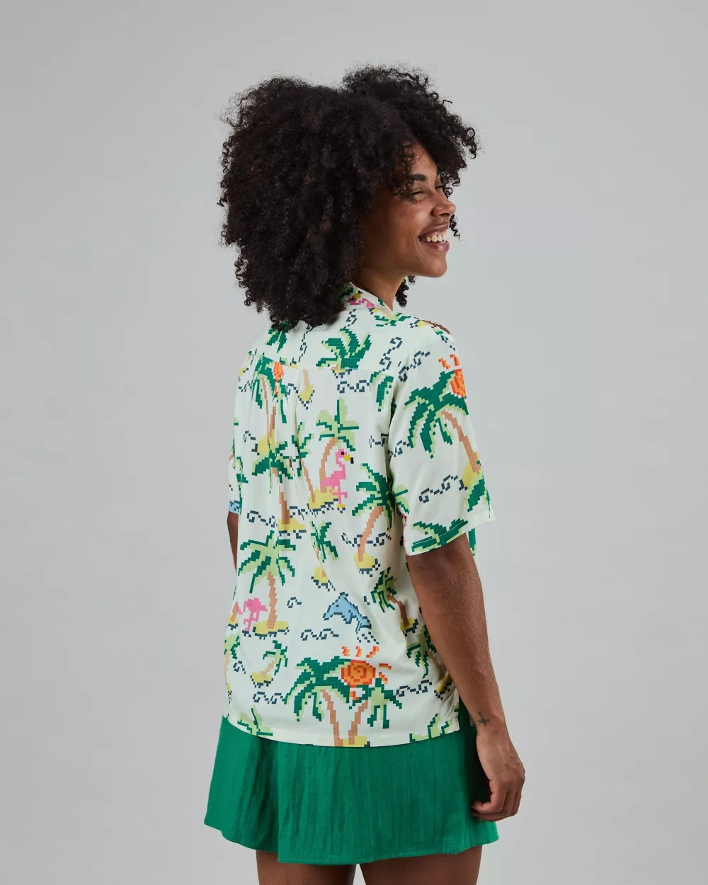 Chemise Aloha TROPICAL PIXEL écrue – vue 5