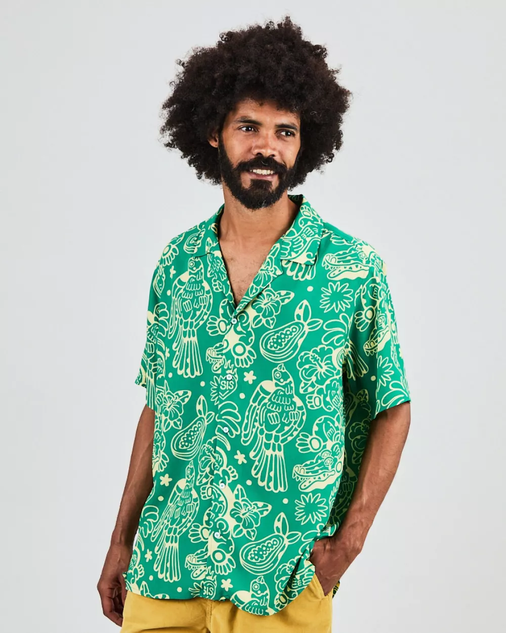 Chemise Homme Aloha ASIS PERCALES CROCODYLUS verte