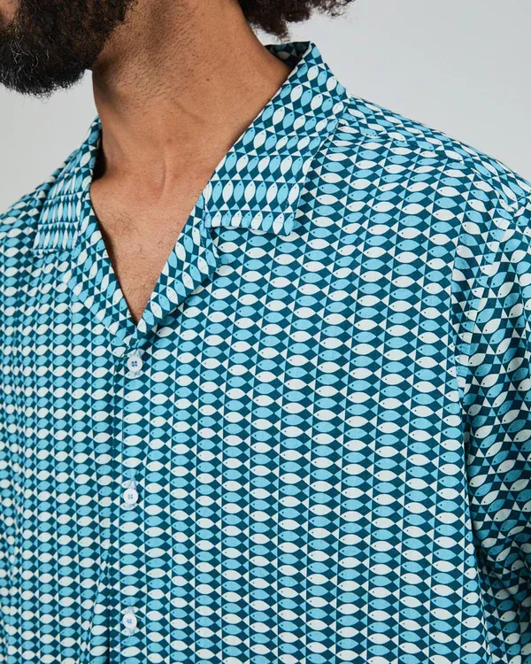 Chemise Homme Aloha SARDINAS bleue – vue 4