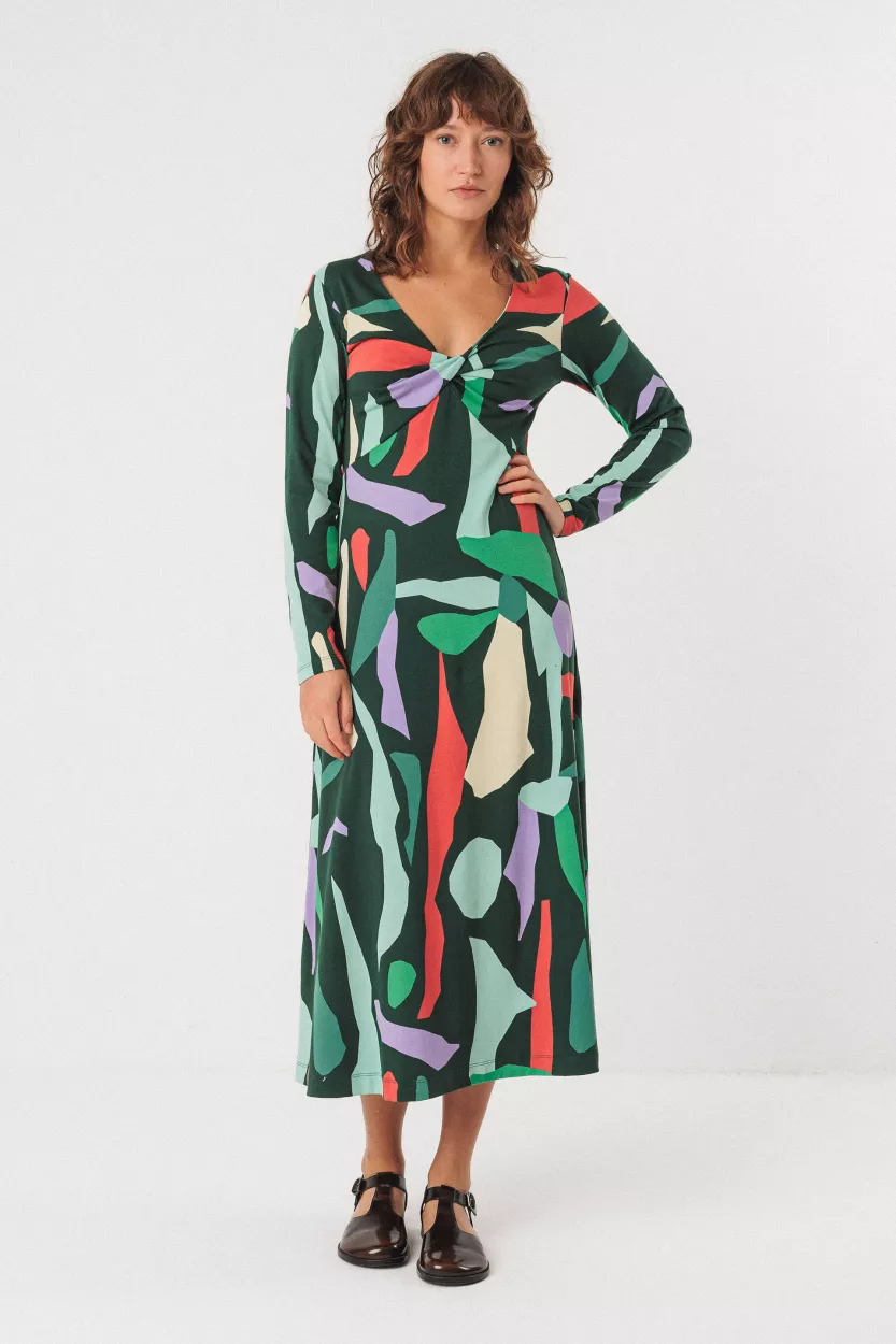 Robe IRANTZU motif Basterretxea vert