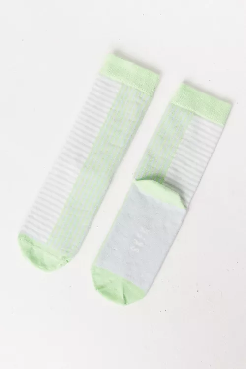 Chaussettes EPEL rayures gris et vert fluo