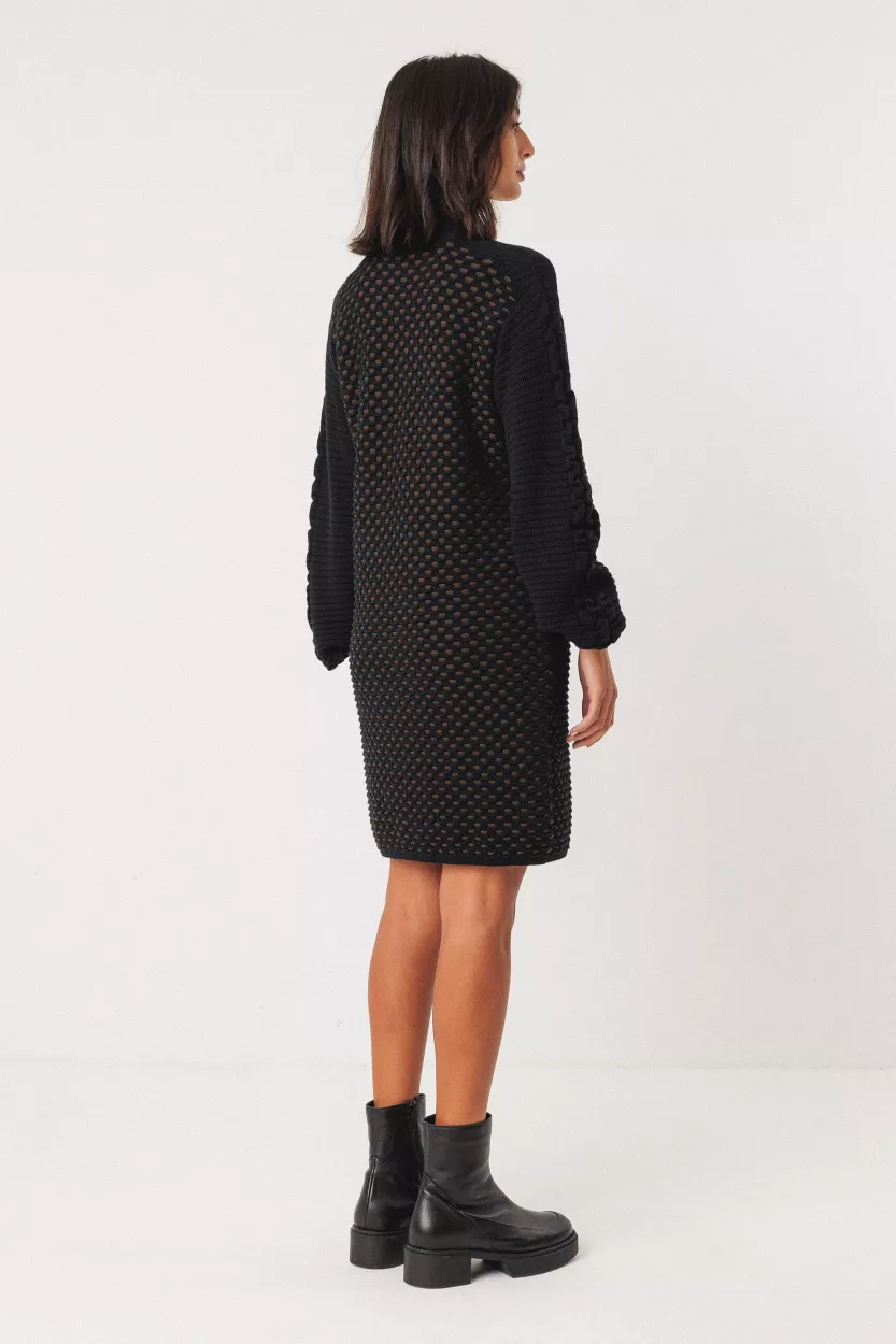 Robe pull KALIOPE noir et marron – vue 4