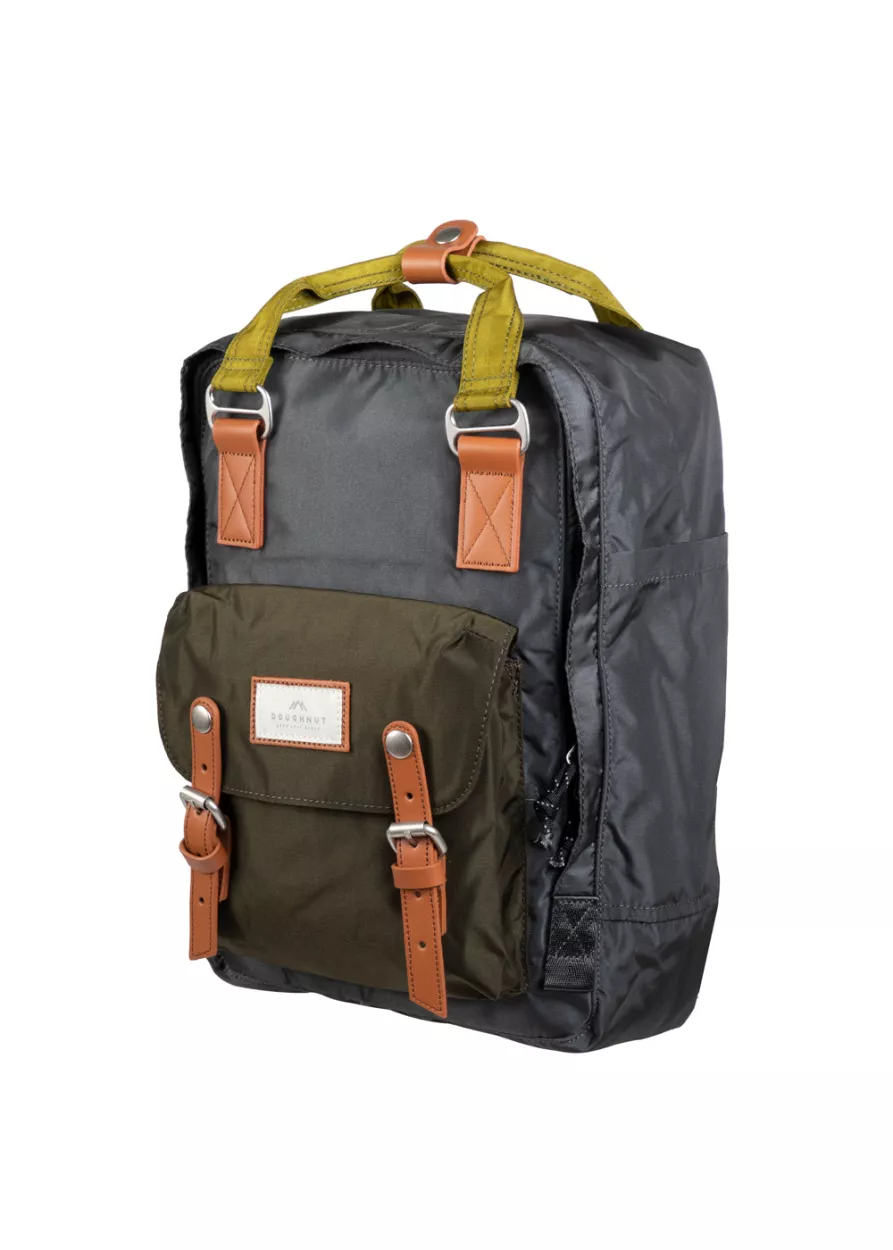 Sac à dos MACAROON GLOSSY BLOCKING SERIES Charcoal x Olive – vue 2